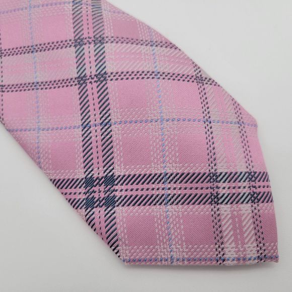 NWT Stafford Men's Pink Plaid Silk Tie OS - Picture 1 of 6